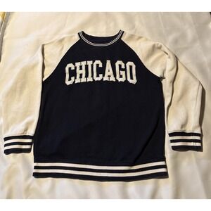 New York Popular Mens M Chicago Embroidered Sweatshirt Navy White Pullover
